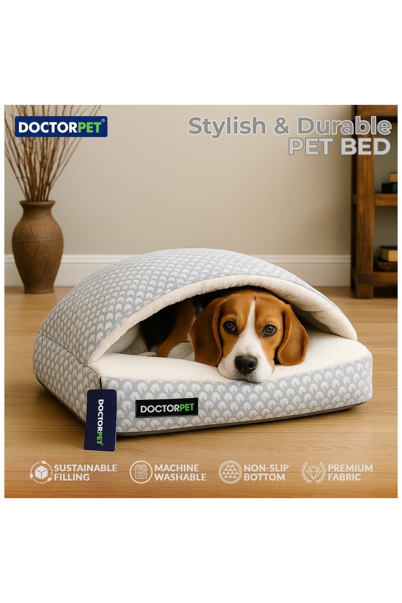 DOCTERPET Doctor Pet Block Sleeping Pet Bed Medium - Blue - Soft & Sustainable Cave-Style Cocoon Bed for Dogs & Cats, Washable with Anti-Slip Base – 60 x 50 x 10 cm - Image 3