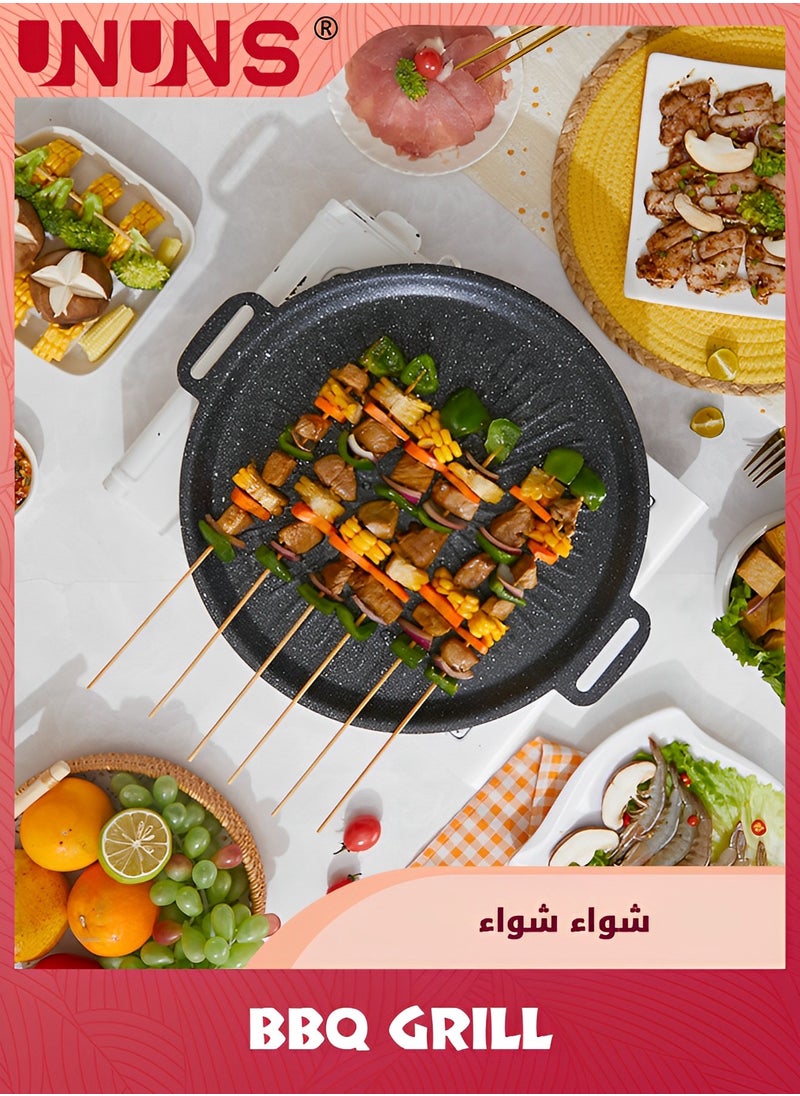UNUNS BBQ Grill Pan,30cm Nonstick Grill Pan For Stove Tops,Round Grill Indoor Barbecue,KBBQ Pan,Easy Cleaning,Dishwasher Oven Safe  - Image 1