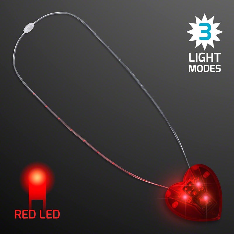 FlashingBlinkyLights Red Flashing LED Light Up Heart Necklace - Image 2