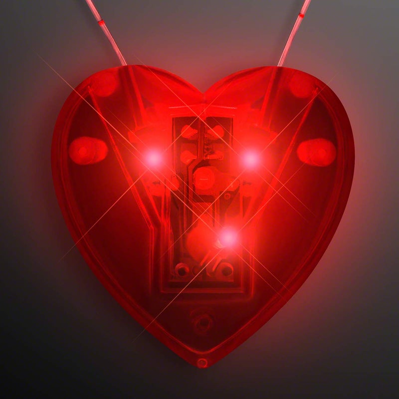 FlashingBlinkyLights Red Flashing LED Light Up Heart Necklace - Image 4