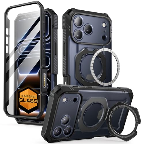 SUPCASE for iPhone 17 Pro Max Case UBGrip Pro Builtin Tempered Glass Screen Protector Stand Camera Control Cover Compatible with MagSafe Full Body Heavy Duty Magnetic Phone Case Black - Image 1