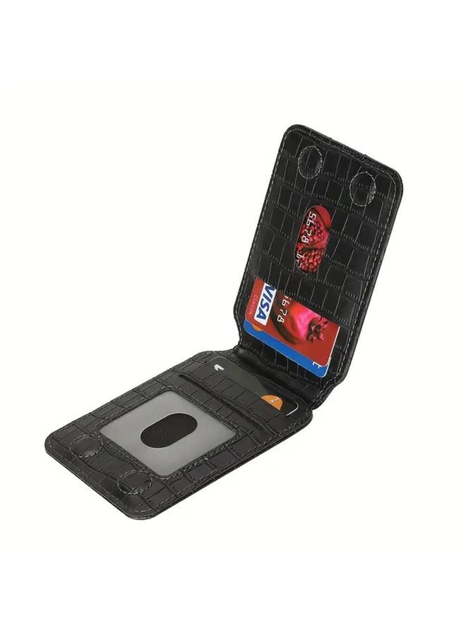 Crocodile Black Magnetic Wallet Card Holder Case for iPhone 16 15 14 13 12 Pro Max Plus - Image 1