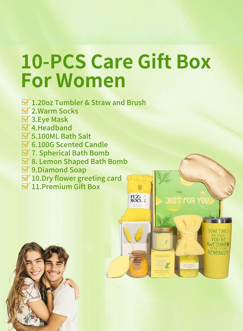 Arabest Self-Care Gift Box for Wife & Colleague - Lemon Bath Salt, Candle & Silk Headband (Ramadan/Wellness Gift for Her) - Image 2