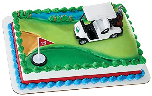 DecoPac DecoSet Heading for the Green Cake Topper 2Piece Toppers Set Birthday Decorations for Golfers with Cart and Flag White - Image 1