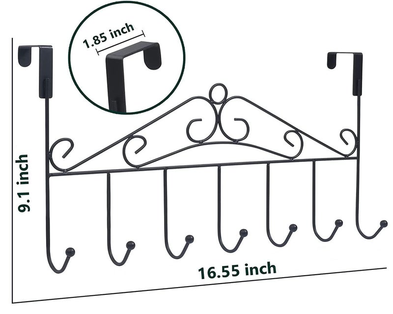 Door Hangers with 7 Hooks Stylish Black Metal Hanging Rack for Coats Keys and Accessories Pack of 2 - Image 4