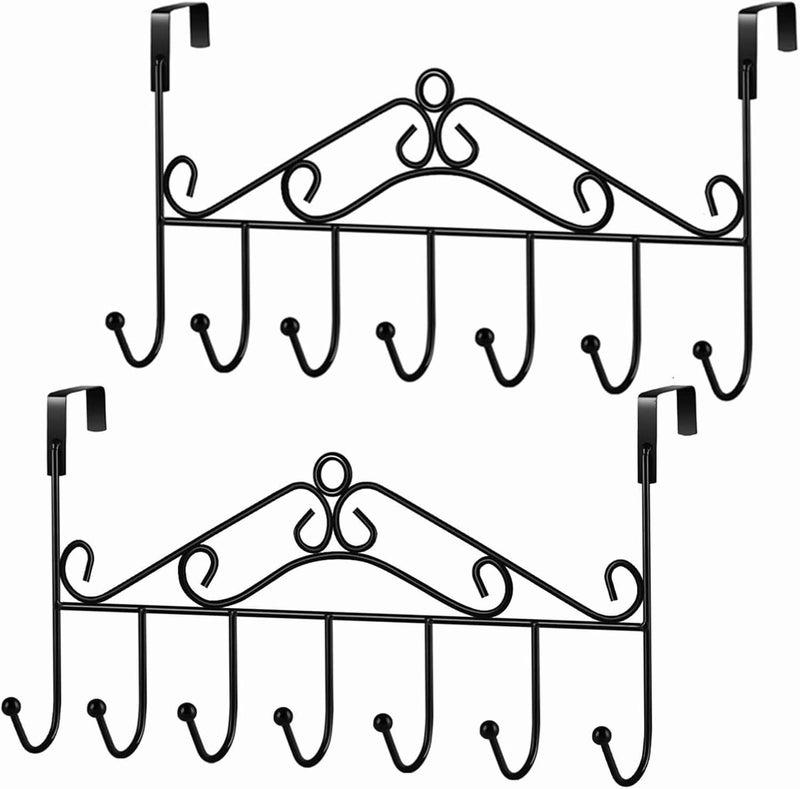 Door Hangers with 7 Hooks Stylish Black Metal Hanging Rack for Coats Keys and Accessories Pack of 2 - Image 2