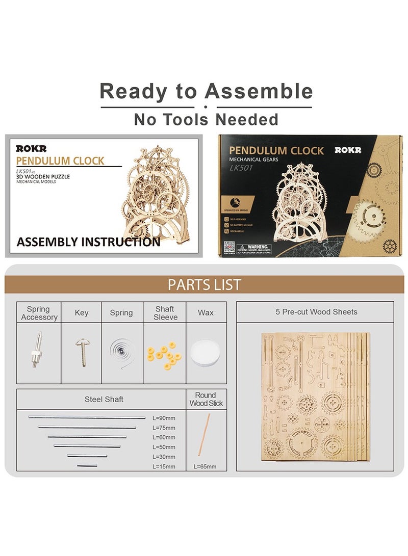 ROKR 3D Wooden Pendulum Clock - Image 5