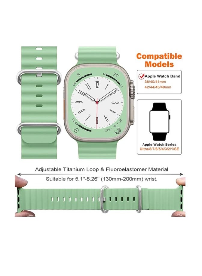 ten.tech - Ten Tech Silicone Band for Apple Watch 41mm 40mm 38mm, Waterproof Soft Silicone Sports Band for iWatch SE 8/7/6/5/4/3/2/1, - light green - Image 1