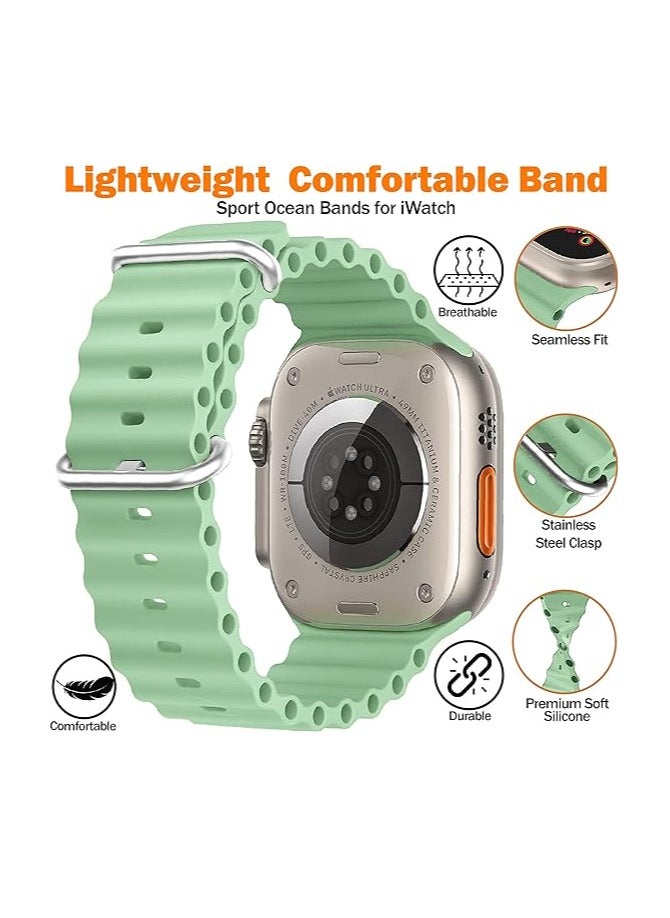 ten.tech - Ten Tech Silicone Band for Apple Watch 41mm 40mm 38mm, Waterproof Soft Silicone Sports Band for iWatch SE 8/7/6/5/4/3/2/1, - light green - Image 1
