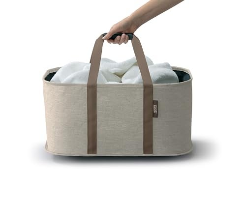 Joseph Joseph HoldAll Collapsible 35L925 Gallon Washing Laundry Basket Bag Durable Fabric Moisture Resistant Ecru - Image 3