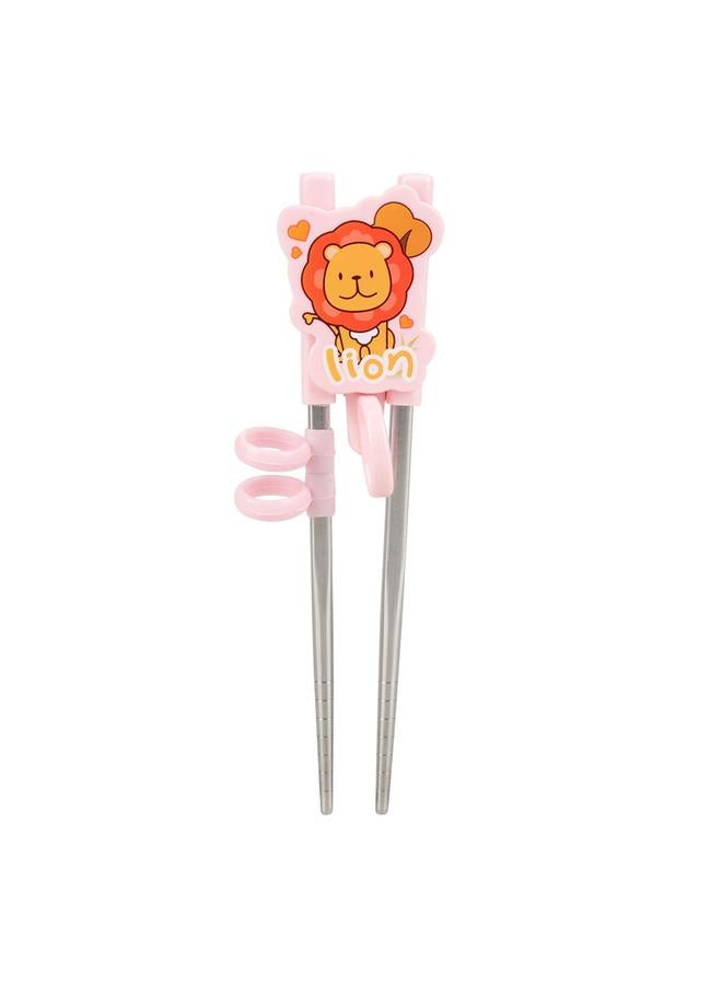 xozgdovg Kids Children Training Chopsticks Learning Flatware Eating Tool for Beginners (Pink, Lion)  - Image 1