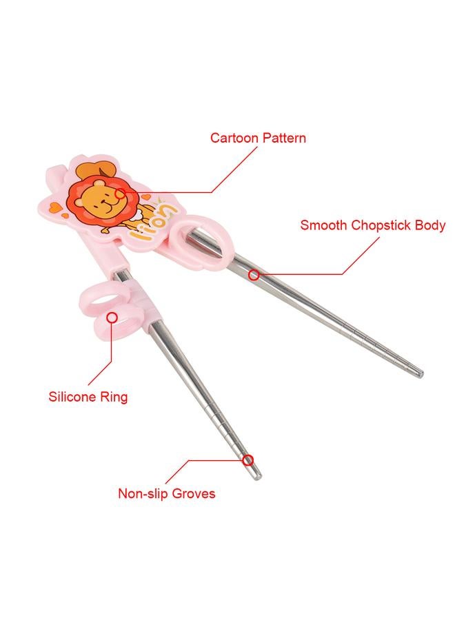 xozgdovg Kids Children Training Chopsticks Learning Flatware Eating Tool for Beginners (Pink, Lion)  - Image 4