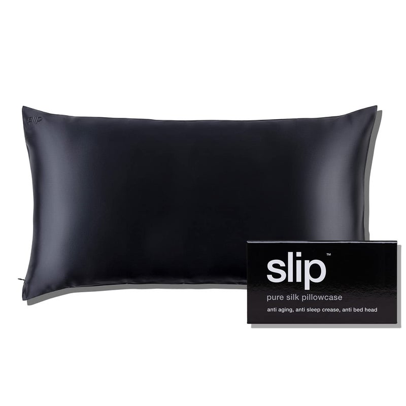 SLIP Slip Silk King Pillowcase  Black (20"" x 36"") - 100% Pure 22 Momme Mulberry Silk Pillowcase - Anti-Aging  Anti-BedHead  Anti-Sleep Crease  - Image 1