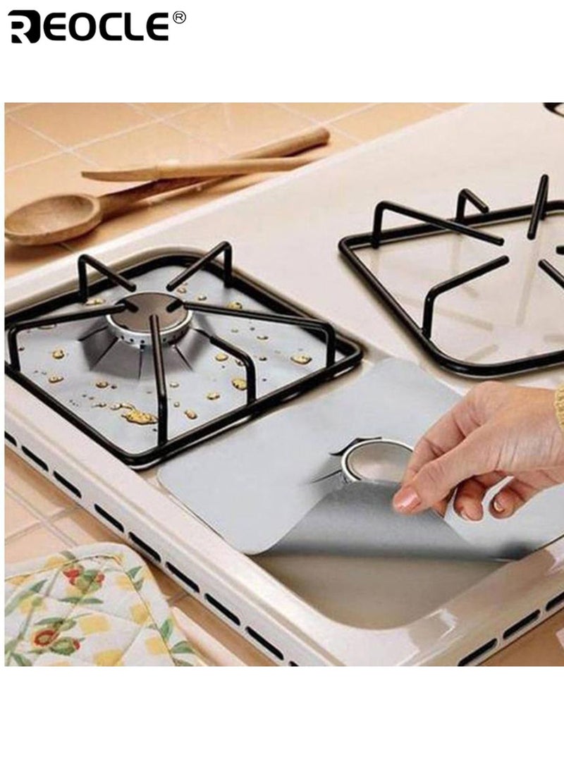 REOCLE 8PCS Premium Reusable Gas Stove Oil Proof Pads Burner Protector Disposable Gas Burner Liner Prevents Grease Splatter and Dirt Accumulation Suitable for Gas and Electric Stoves Kitchen - Image 2