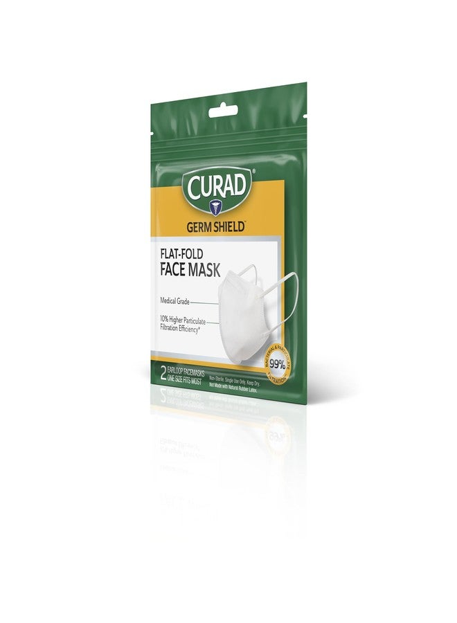 كيوراد قناع وجه مسطح قابل للطي من CURAD مع حلقات للأذن، أبيض، قناعان/علبة - Image 2