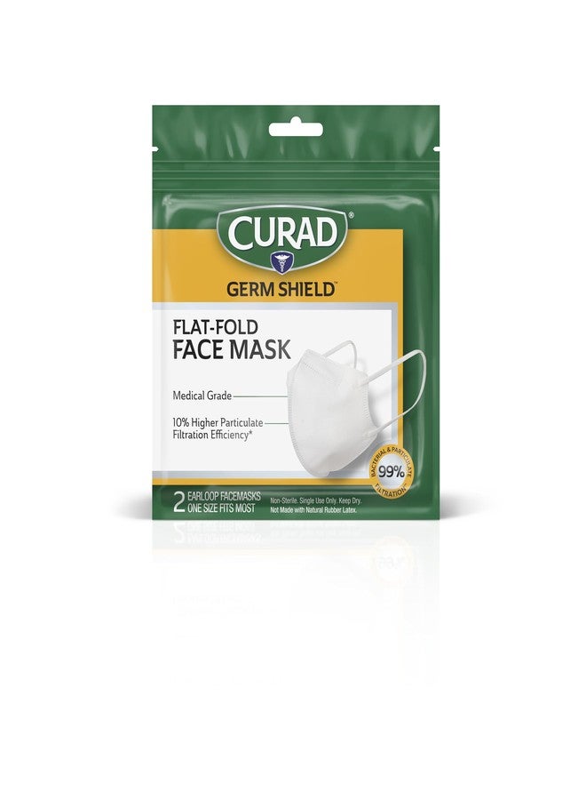 كيوراد قناع وجه مسطح قابل للطي من CURAD مع حلقات للأذن، أبيض، قناعان/علبة - Image 1