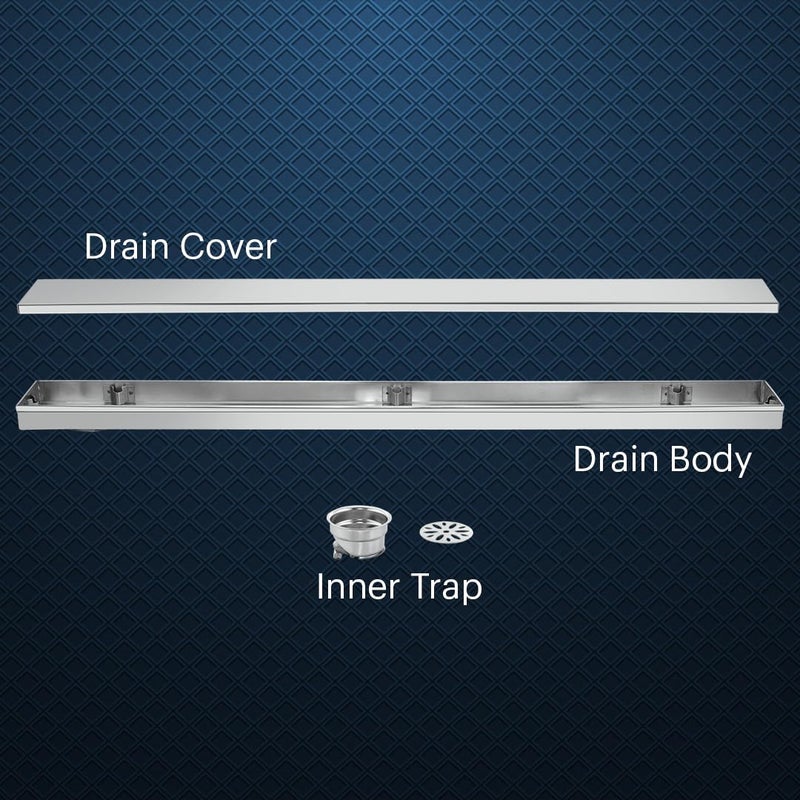 Johnson Bathrooms Johnson Altis 4x36 inches Rectangle Shower Drain Channel SS304 Grade Vertical Water Drain Channel Floor Drain for Bathroom with Cockroach Trap 2 Year Warranty T3391C3 Stainless Steel - Image 4