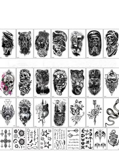 Waterproof & Long-Lasting Black Temporary Tattoos - 30 Sheets of Animal & Floral Designs for Men and Women