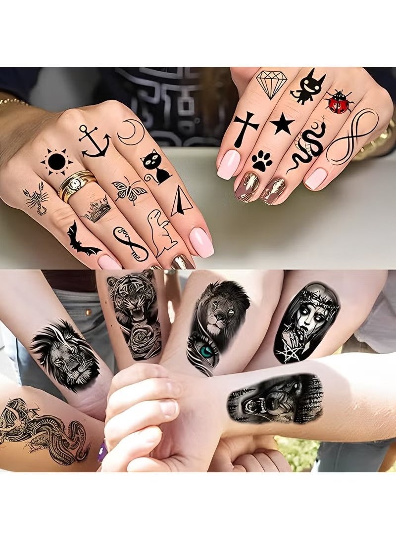 Generic - Waterproof & Long-Lasting Black Temporary Tattoos - 30 Sheets of Animal & Floral Designs for Men and Women - Image 1