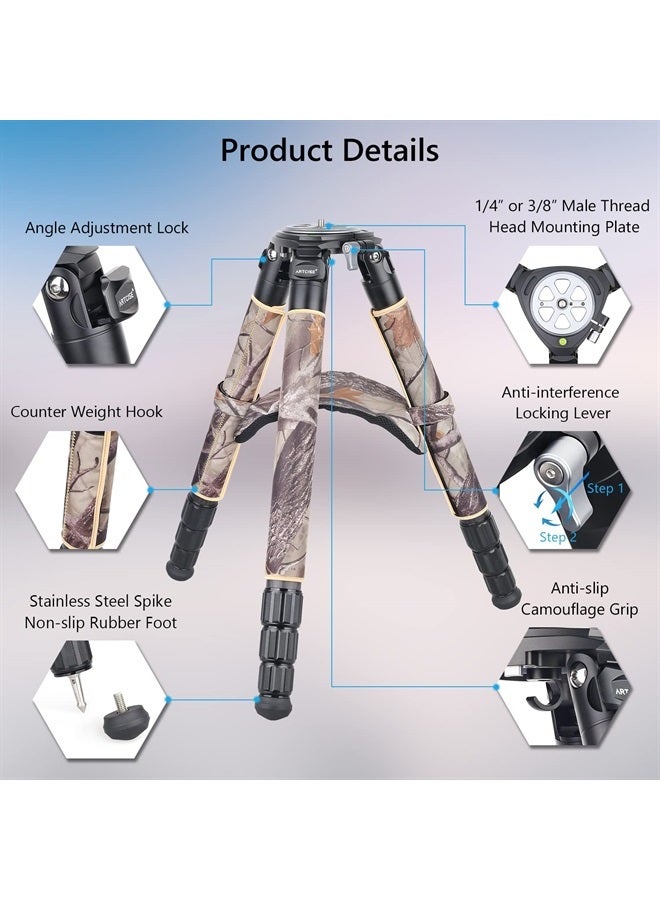 ARTCISE Carbon Fiber Tripod Heavy Duty Bowl Tripod with Camouflage Sleeve ARTCISE AS90CG with 75mm Bowl and Adapter 10 Layers Carbon Fiber 40mm Leg Tube Max Load 88 Lbs/40kg(Tripod + Bowl Adapter) - Image 3