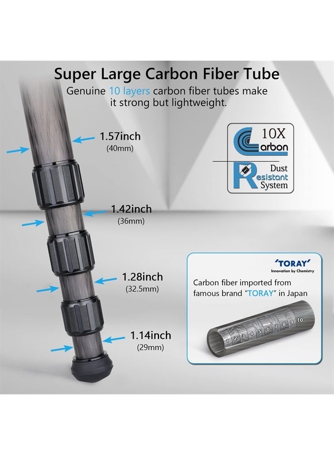 ARTCISE Carbon Fiber Tripod Heavy Duty Bowl Tripod with Camouflage Sleeve ARTCISE AS90CG with 75mm Bowl and Adapter 10 Layers Carbon Fiber 40mm Leg Tube Max Load 88 Lbs/40kg(Tripod + Bowl Adapter) - Image 4