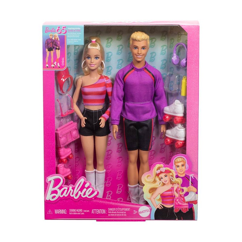 Barbie 65th Anniversary Barbie and Ken Roller Skating Dolls Set