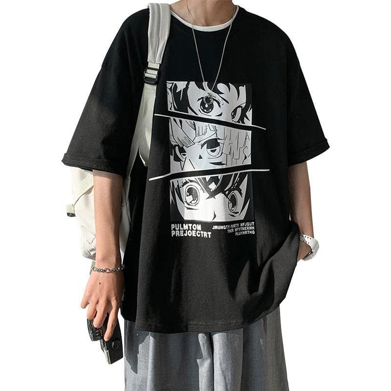 THALASI Men's Cartoon Oversized Fit T-Shirt (TTS_661_Anime_Black (TTS_661_Anime,Black-S) - Image 1
