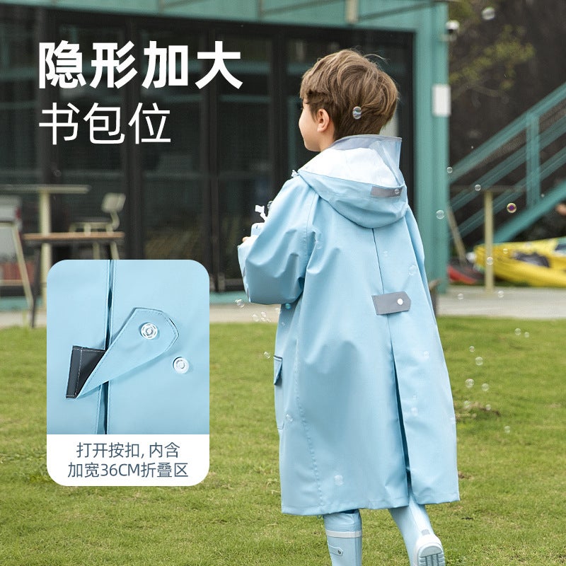 Korean-Style Popular Children'S Raincoat For Elementary School Boys, Kindergarten, Ages 6-12, Long Style With Space For School Bags - Image 4