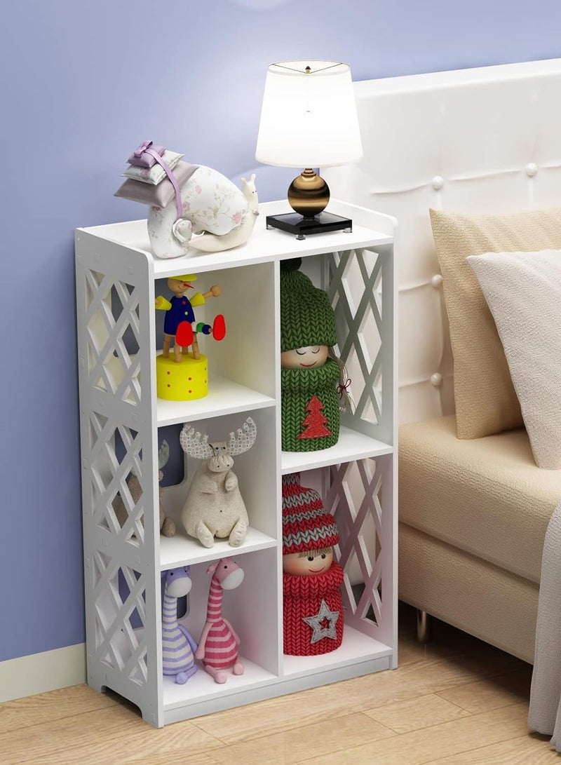 TPGP Small Bookshelf, Kids Book Case Open Shelf with 5 Cube Storage Organizer for Bedroom Living Room Office, White - Image 5