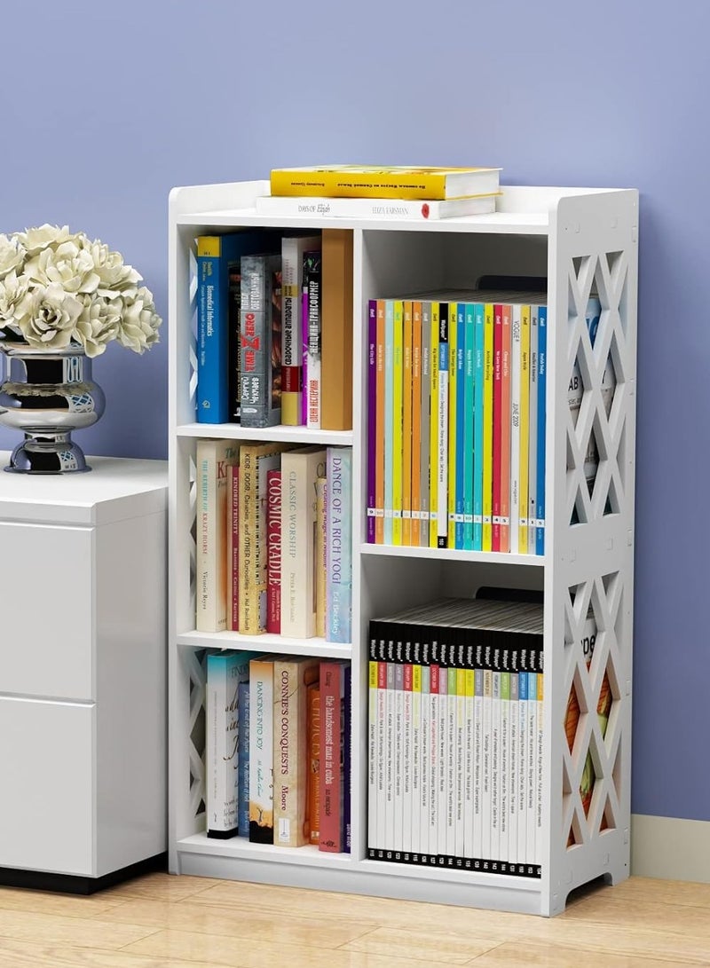 TPGP Small Bookshelf, Kids Book Case Open Shelf with 5 Cube Storage Organizer for Bedroom Living Room Office, White - Image 1