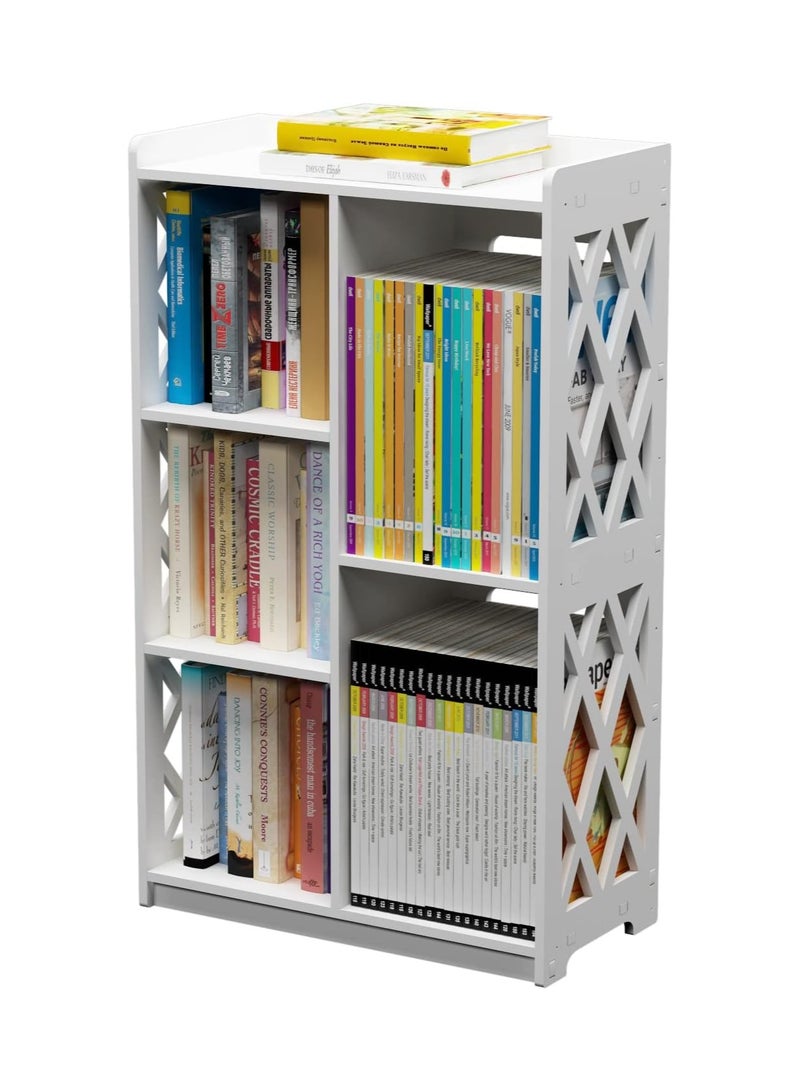 TPGP Small Bookshelf, Kids Book Case Open Shelf with 5 Cube Storage Organizer for Bedroom Living Room Office, White - Image 4