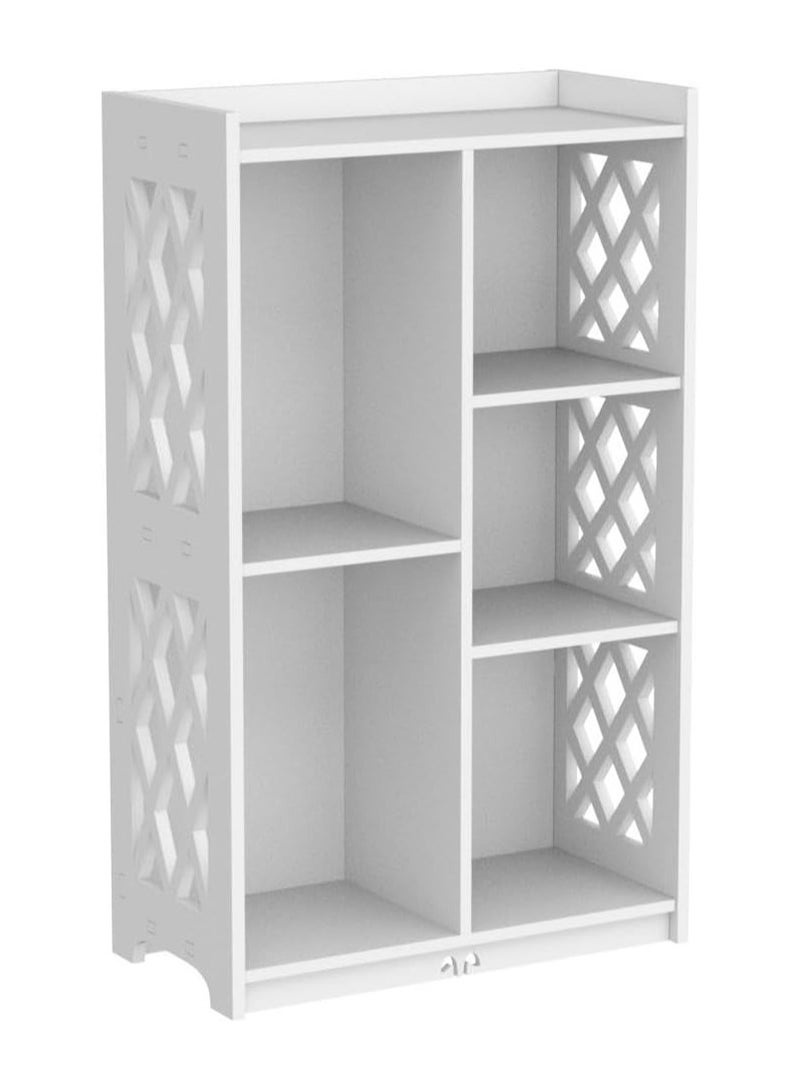 TPGP Small Bookshelf, Kids Book Case Open Shelf with 5 Cube Storage Organizer for Bedroom Living Room Office, White - Image 2