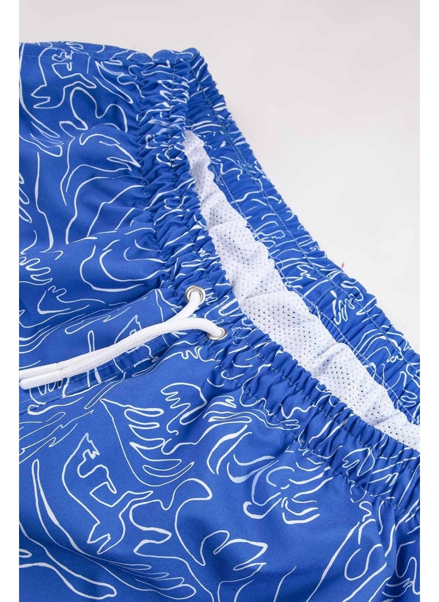 Gold Class Kidswear Wave Patterned Drawstring Lined Men's Swim Shorts  - Image 4