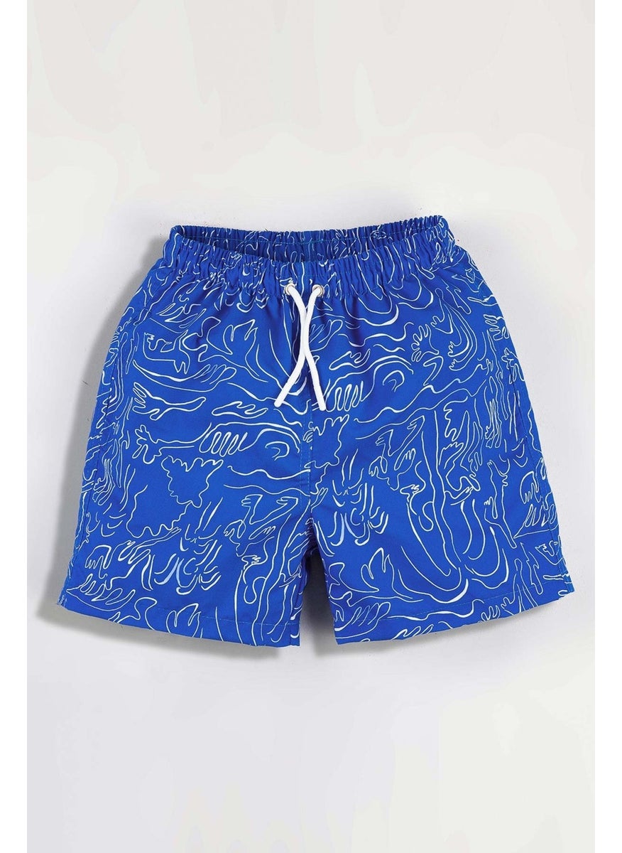 Gold Class Kidswear Wave Patterned Drawstring Lined Men's Swim Shorts  - Image 2