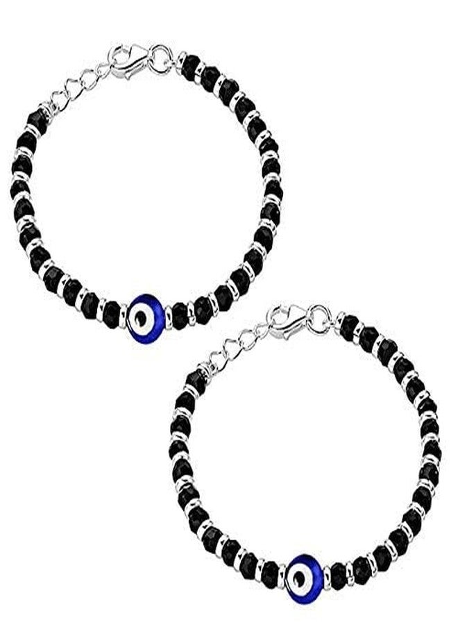 BEAUTIVIA Evil Eye Baby Nazariya Bracelets With Black Crystal Beads For New Born Baby Boys and Girls (4 inch + 1 inch adjustable) - Image 1