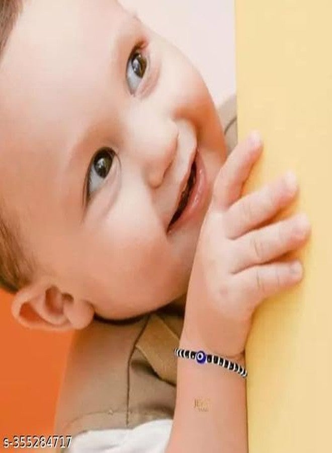BEAUTIVIA Evil Eye Baby Nazariya Bracelets With Black Crystal Beads For New Born Baby Boys and Girls (4 inch + 1 inch adjustable) - Image 2