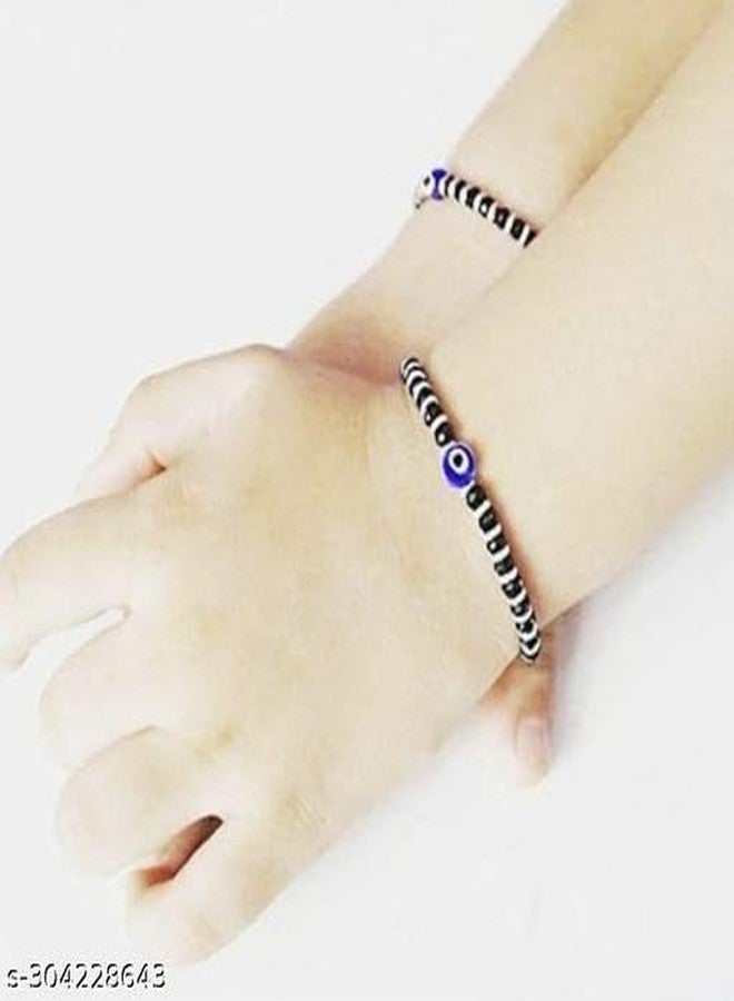 BEAUTIVIA Evil Eye Baby Nazariya Bracelets With Black Crystal Beads For New Born Baby Boys and Girls (4 inch + 1 inch adjustable) - Image 3