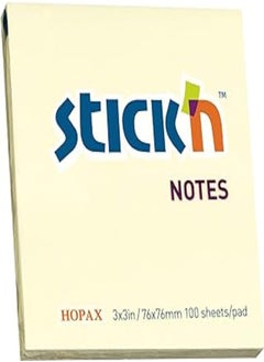 Kores Hopax-Stick'N 21007, 100 Sheets, Sticky Note 76X76 mm - Yellow 