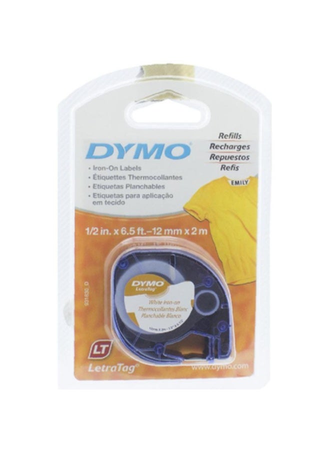 Letra Tag Label Printer Tape - Iron-On 12 mm X 2 m White