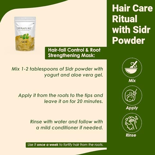 minature Mi Nature Fresh Sidr Leaves Powder 454gm (16oz) | Natural Deep Cleansing & Conditioning Herb for Hair Care | Traditional Herbal Cleanser |Plant-based Source of Mucilages and Saponins - Image 5