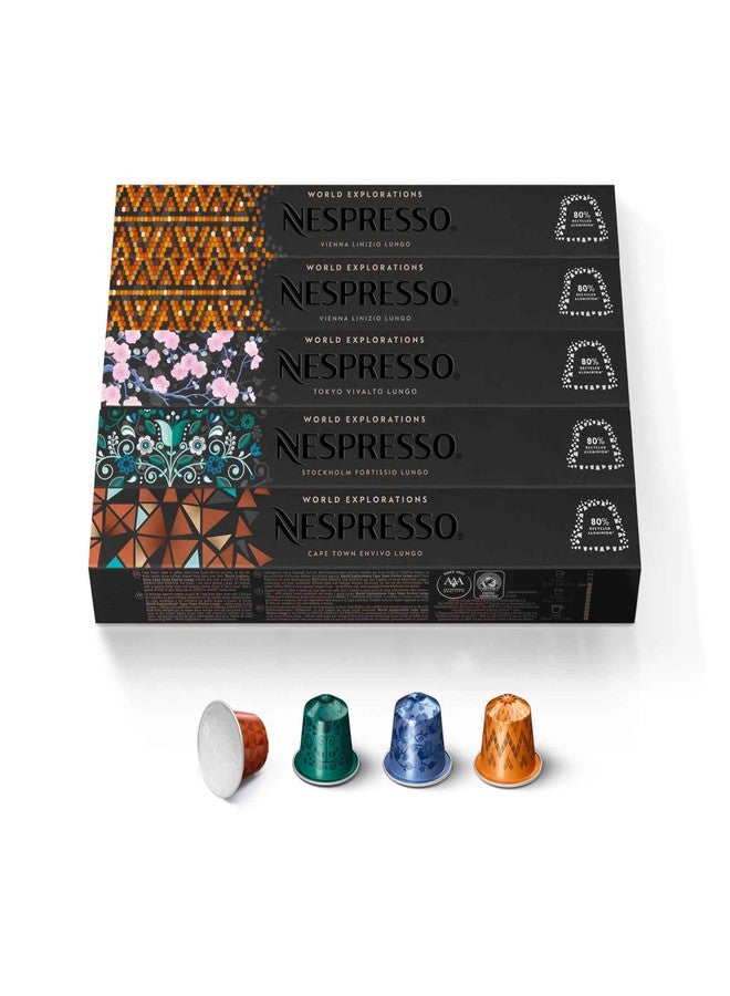 Nespresso Capsules Original Line, Morning Lungo Blends Variety Pack, Mild to Medium to Dark Roast Coffee, 50-Count Coffee Pods - Image 1