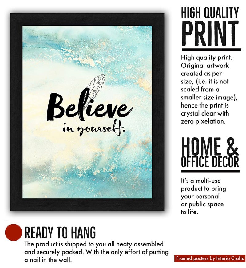 Interio Crafts Believe in Yourself - Motivational Wall Framed Poster, Inspirational Quote for Home and Office Decor, 13 X 10 inches - Image 3