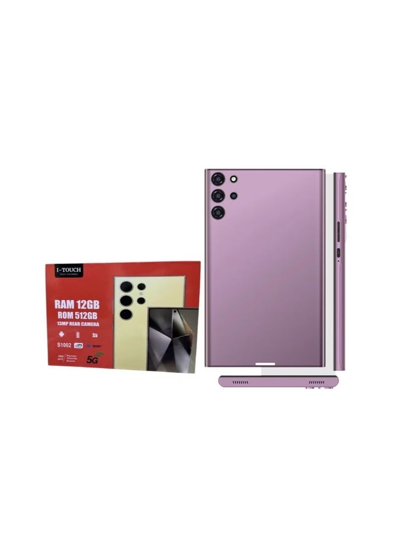 I-TOUCH تابلت ذكي ITouch S1002 10.1" أندرويد 13 – 12 جيجابايت رام، 512 جيجابايت روم، معالج MAL400، واي فاي 5G، شريحة مزدوجة LTE، بطارية 10000 مللي أمبير مع غلاف تابلت PU – بنفسجي - Image 1