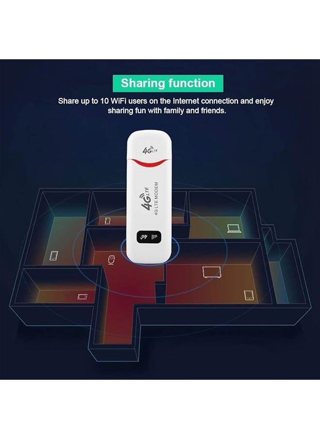 General 100Mbps USB WiFi Adapter Adapter, 4G LTE USB Network Adapter Wireless Portable WiFi Hotspot Router Modem Stick for Desktop Laptop, Support 32GB TF Memory Card, 10 WiFi Users  - Image 4