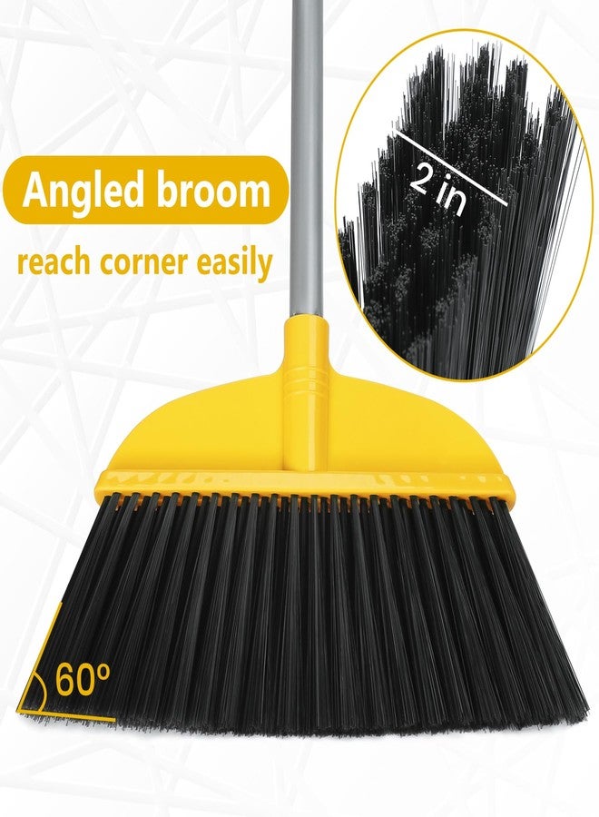 TreeLen Broom for Hardwood Floors Indoor Sweeping Brooms with Soft Bristles and 55” Long Handle for Tile Laminate Deck Hard Floor Cleaning-Yellow - Image 5