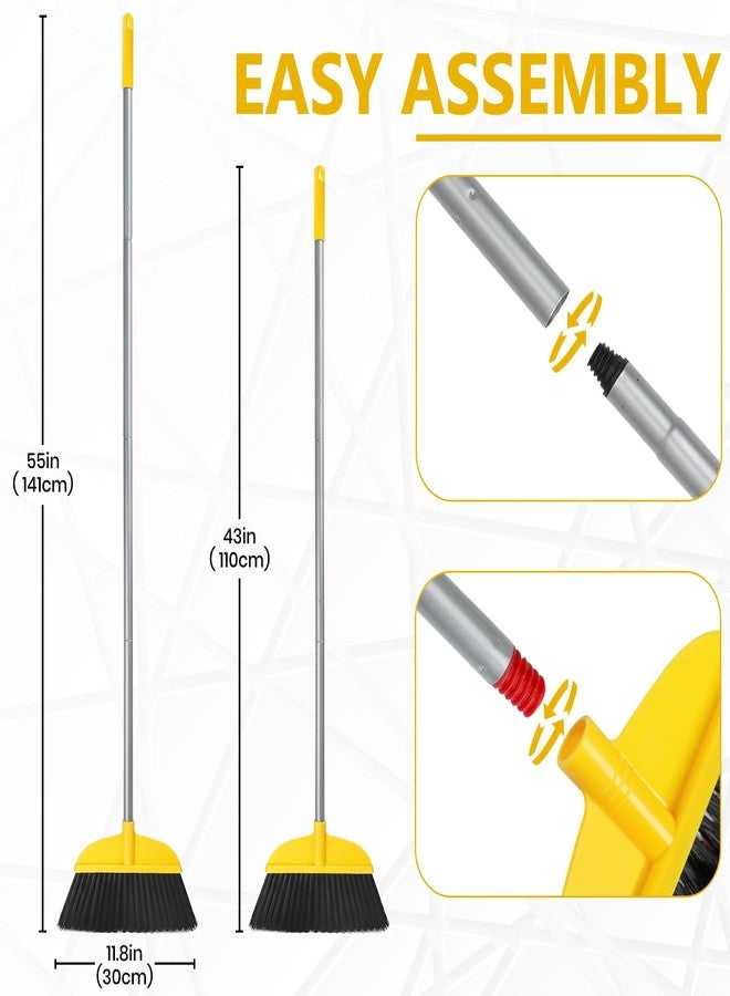 TreeLen Broom for Hardwood Floors Indoor Sweeping Brooms with Soft Bristles and 55” Long Handle for Tile Laminate Deck Hard Floor Cleaning-Yellow - Image 4