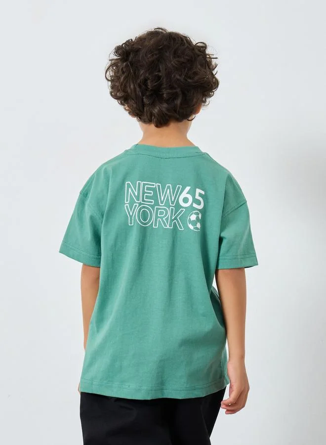 Styli Styli Boys Green Graphic Print Oversized T-Shirt