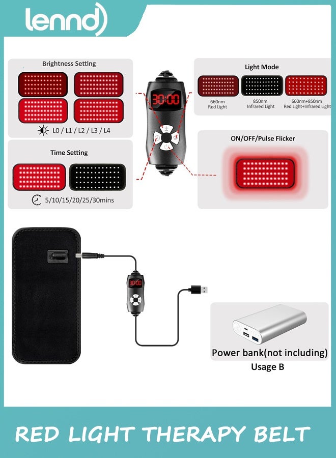 LENND Red Light Therapy Belt, Infrared Light Therapy for Body, Wearable Wrap with Timer for Back Shoulder Waist Muscle Pain Relief, Improve Joint Inflammation, Red Light Therapy for Body ﻿ - Image 4