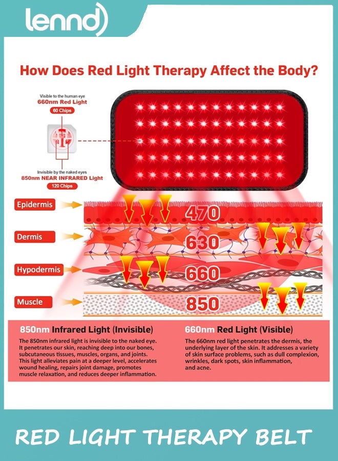 LENND Red Light Therapy Belt, Infrared Light Therapy for Body, Wearable Wrap with Timer for Back Shoulder Waist Muscle Pain Relief, Improve Joint Inflammation, Red Light Therapy for Body ﻿ - Image 2