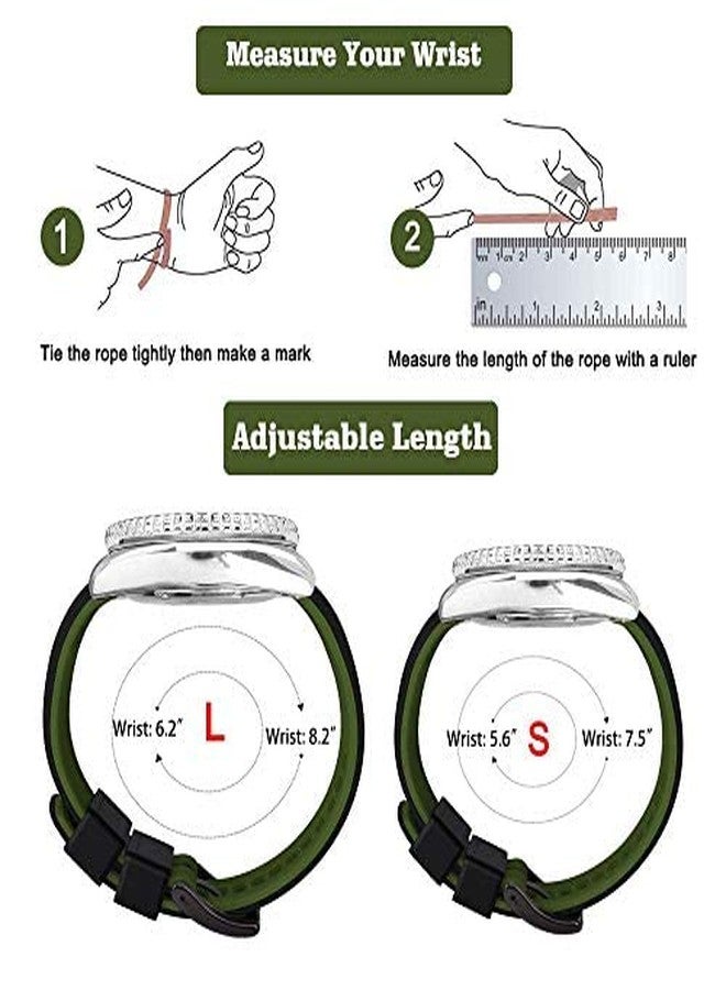 Ritche Christmas Gift Silicone Watch Bands 18mm 20mm 22mm 24mm Quick Release Rubber Watch Bands for Men, White Elephant Gifts, Stocking Stuffers For Men, Black / Army Green / Black, 18MM, Army - Image 5
